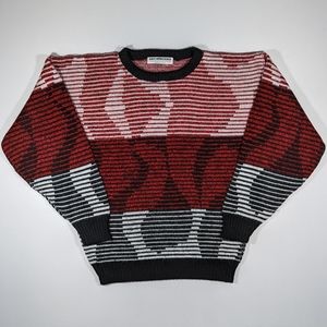Vintage Eric Rhodes Sweater Men's Size Medium 90s Color Block Pullover Red